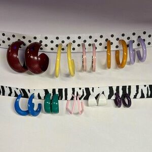 Vintage 80s Colorful Hoop Earrings Lot